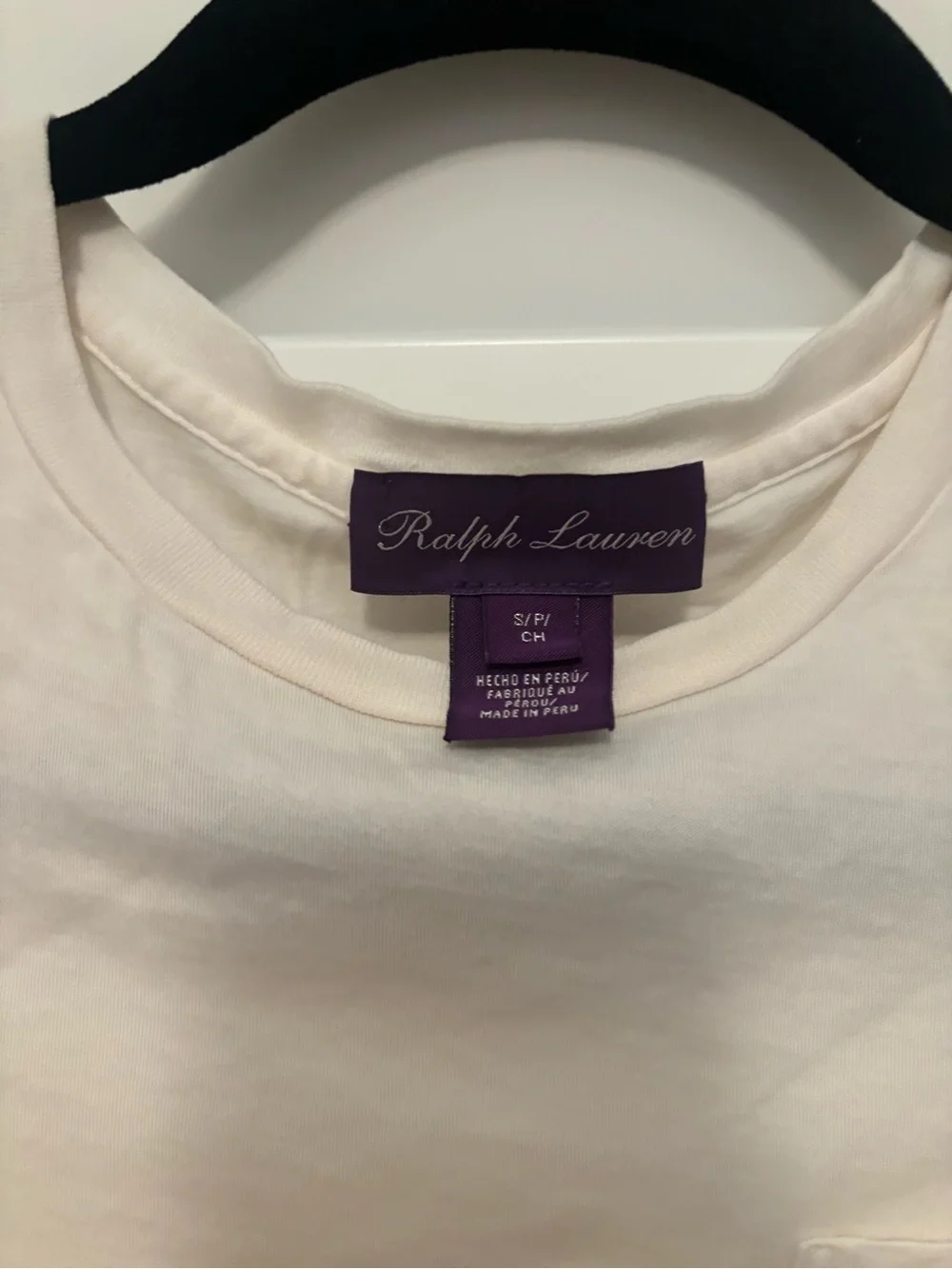 Purple Label Ralph Lauren Men's Cream Short Sleeve Crew Neck Tee